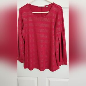 Valerie Stevens Deep Red /Gold Long Sleeve Top